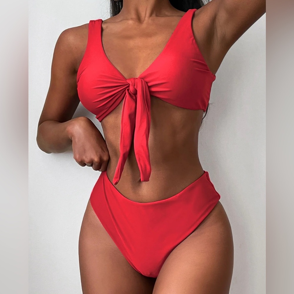 Zaful Front Knot Bikini Swimwear Set